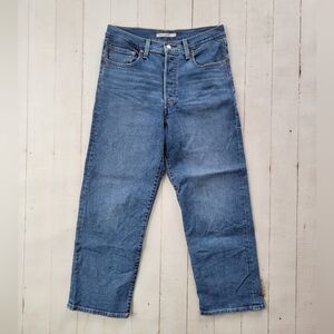 Levi's Ribcage Straight Ankle Jeans Womens 30 Premium Button Fly EUC